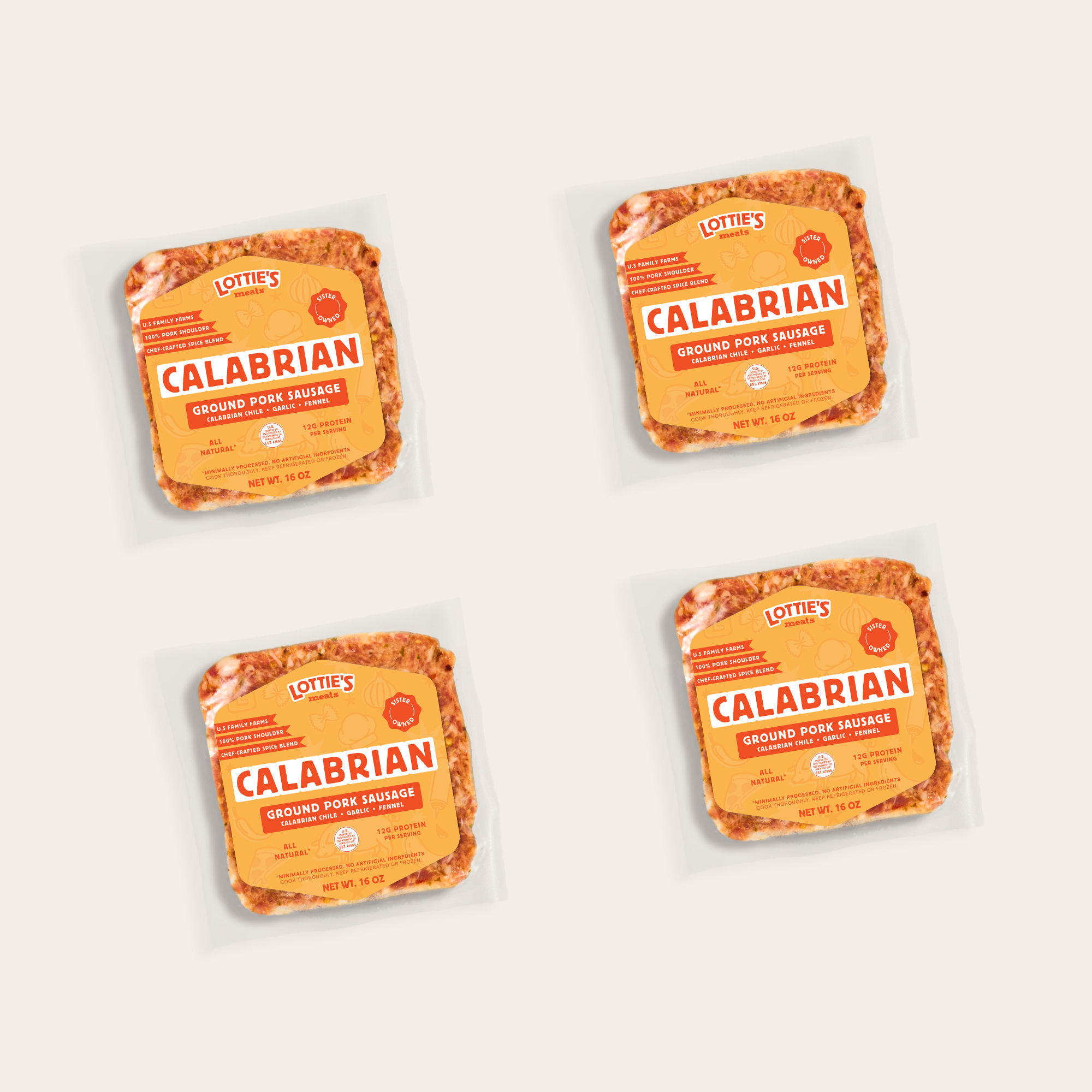 Calabrian Ground Pork Sausage: 4 Packs