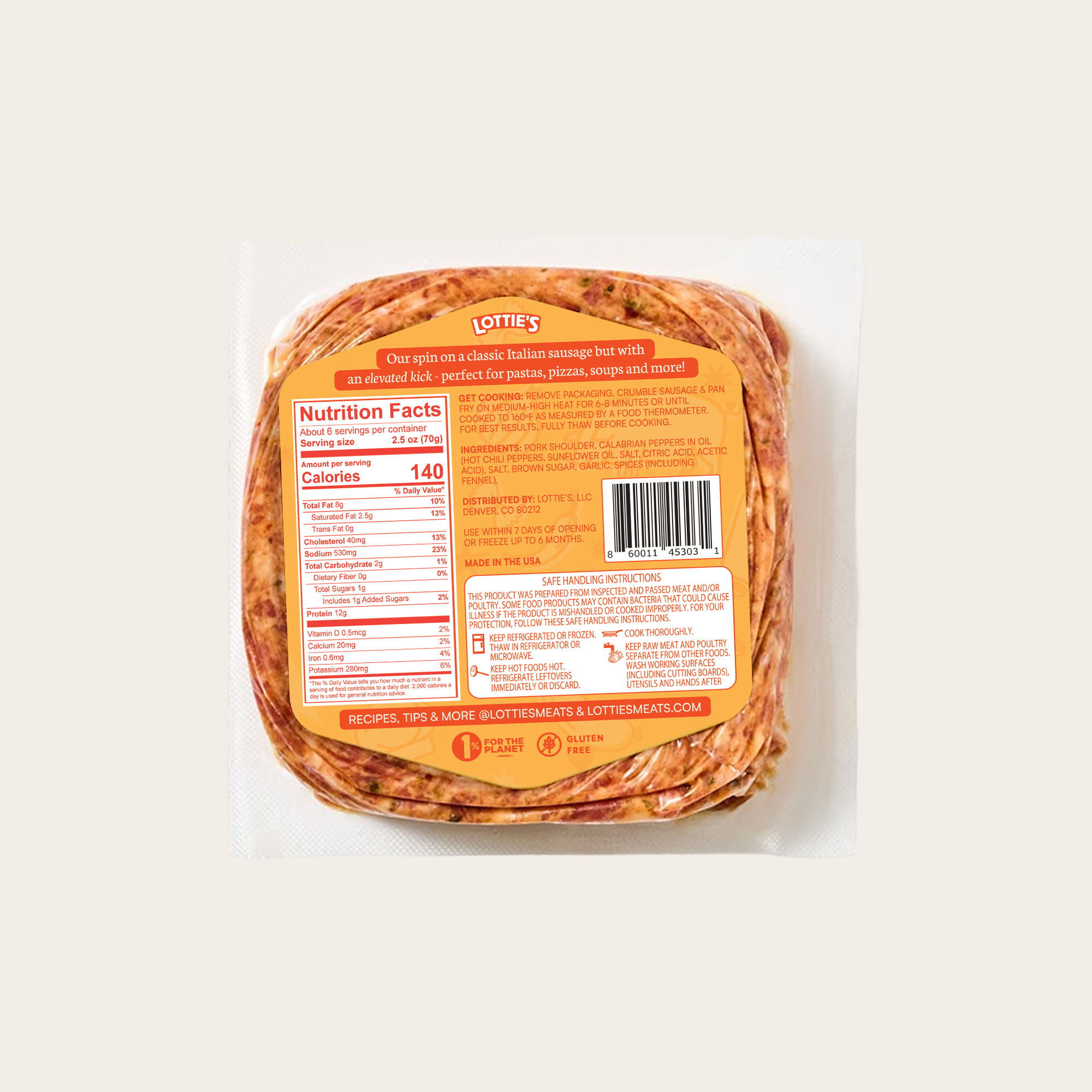 Calabrian Ground Pork Sausage: 4 Packs