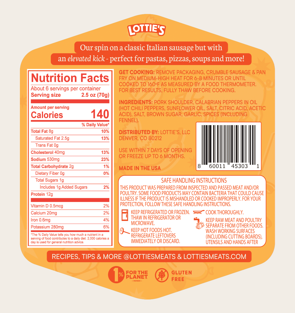 Calabrian Ground Pork Sausage: 4 Packs