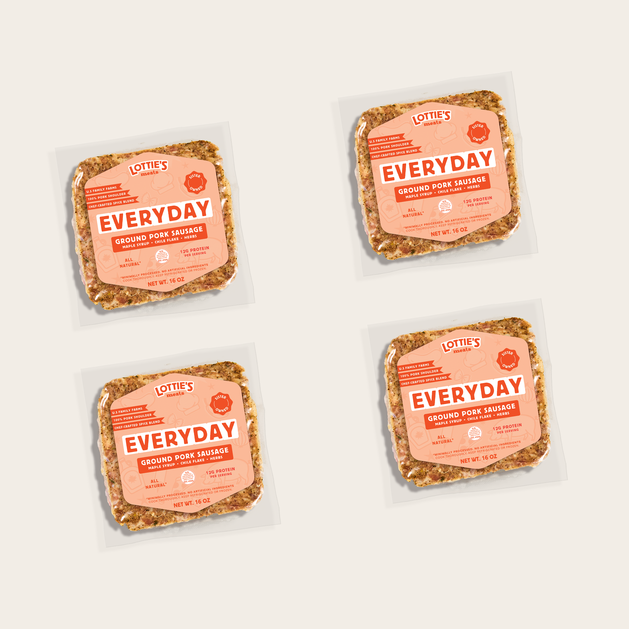 Everyday Ground Pork Sausage: 4 Packs