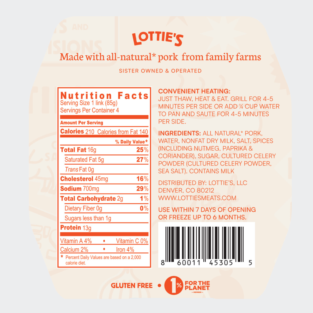 Back of the Lottie Sausage