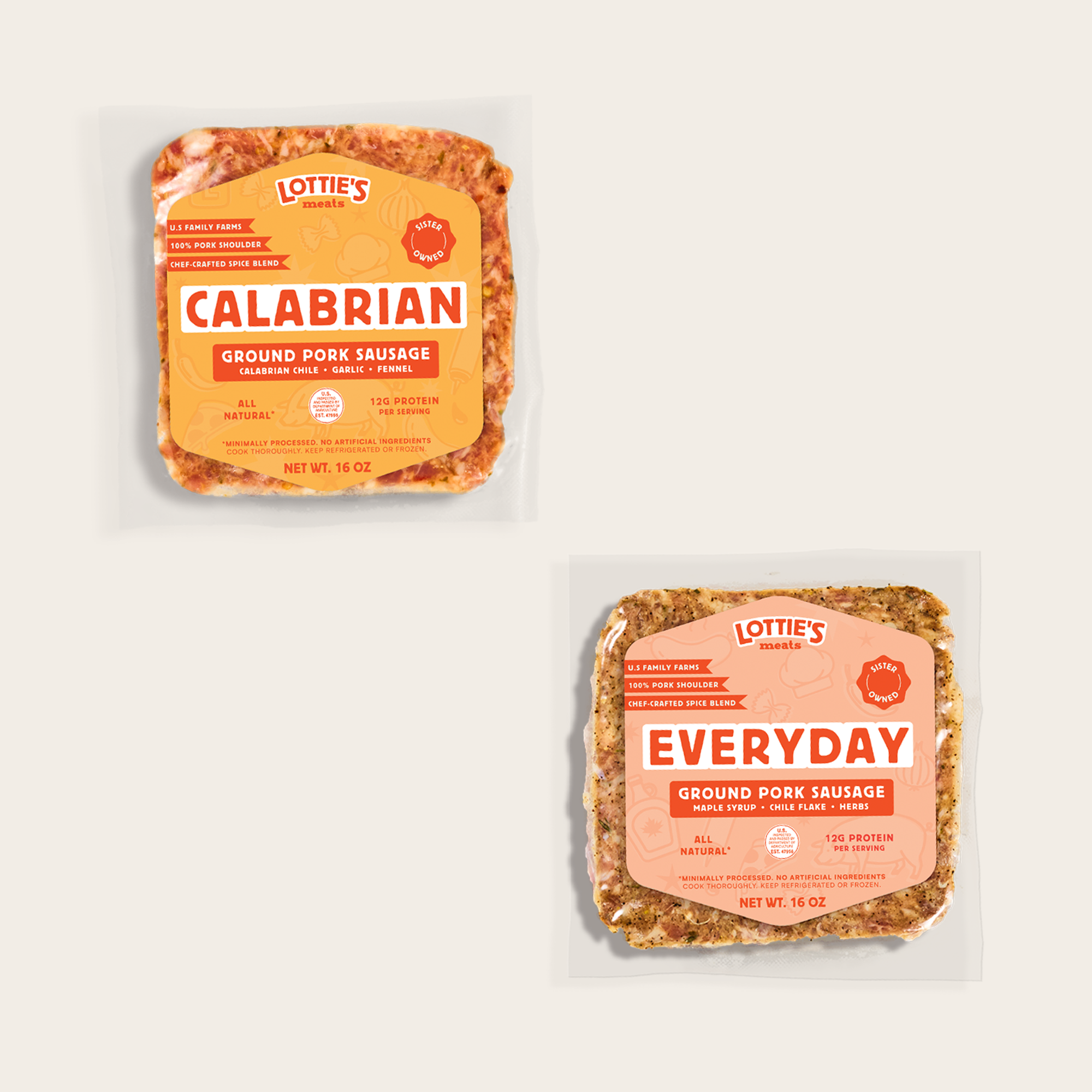 2 x 2 Ground Pork Blends. Everyday & Calabrian: 4 Packs [2 of Each]