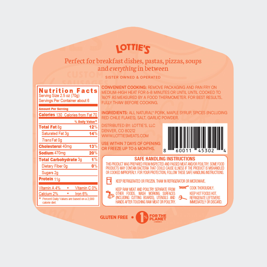 Lottie's Everything Breakfast Back Label