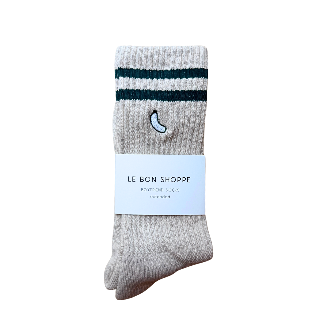 ankle socks with stripes and hotdog icon in folded packaging 