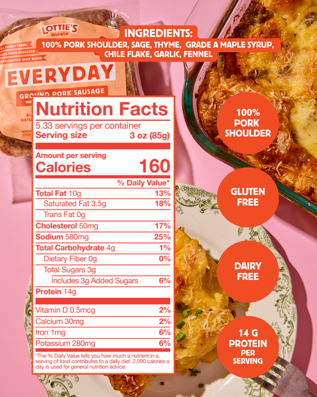 Everyday Ground Pork Sausage: 4 Packs