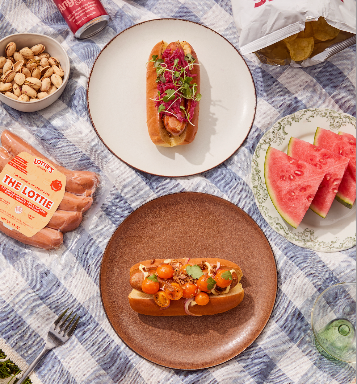 The Lottie's Sausage on Picnic Blanket